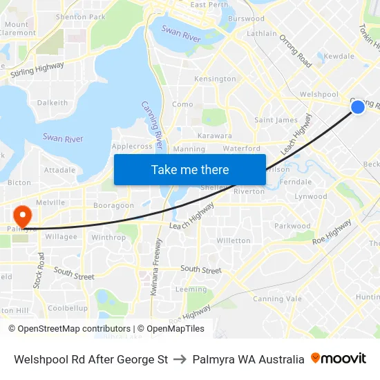 Welshpool Rd After George St to Palmyra WA Australia map
