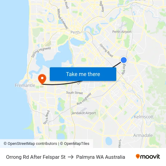 Orrong Rd After Felspar St to Palmyra WA Australia map