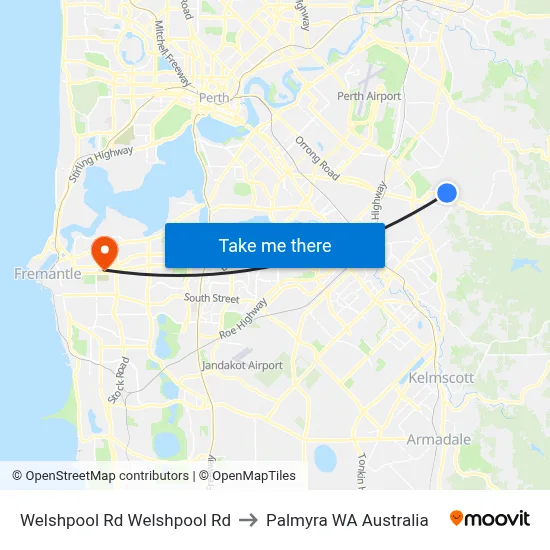 Welshpool Rd Welshpool Rd to Palmyra WA Australia map