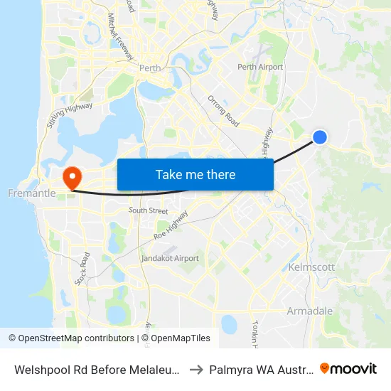 Welshpool Rd Before Melaleuca Rd to Palmyra WA Australia map