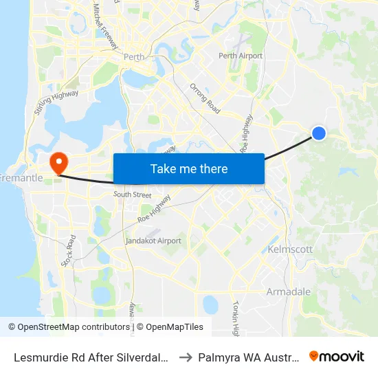 Lesmurdie Rd After Silverdale Rd to Palmyra WA Australia map