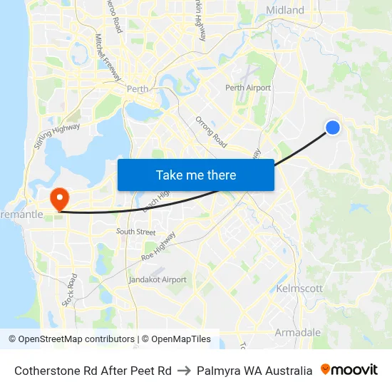 Cotherstone Rd After Peet Rd to Palmyra WA Australia map