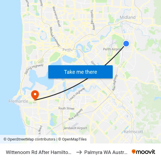 Wittenoom Rd After Hamilton Rd to Palmyra WA Australia map
