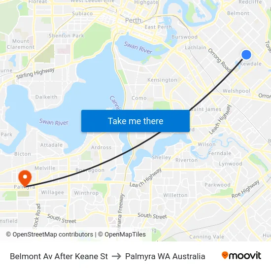 Belmont Av After Keane St to Palmyra WA Australia map