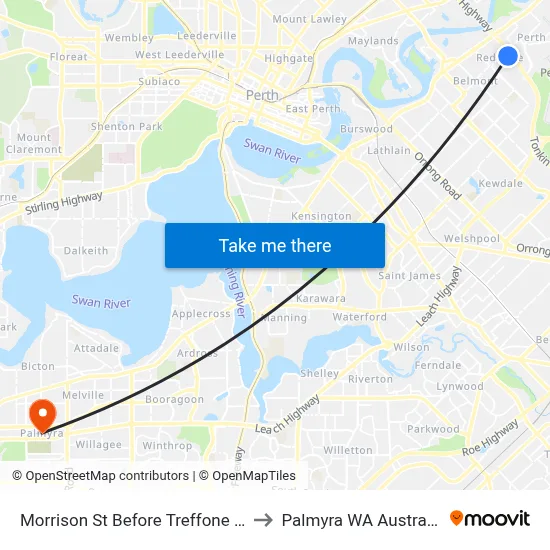 Morrison St Before Treffone St to Palmyra WA Australia map
