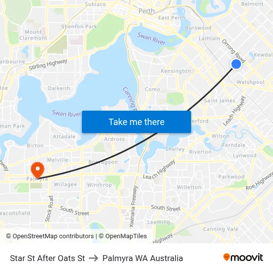Star St After Oats St to Palmyra WA Australia map