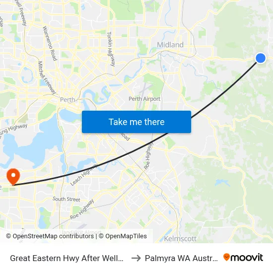Great Eastern Hwy After Weller Rd to Palmyra WA Australia map