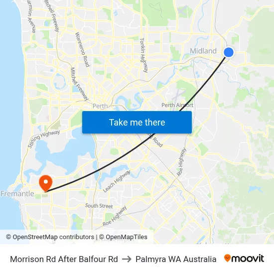Morrison Rd After Balfour Rd to Palmyra WA Australia map
