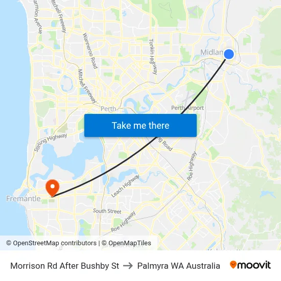 Morrison Rd After Bushby St to Palmyra WA Australia map