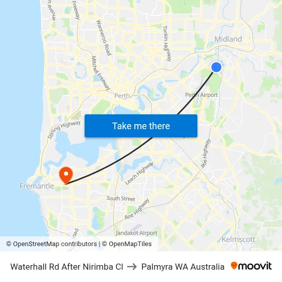 Waterhall Rd After Nirimba Cl to Palmyra WA Australia map