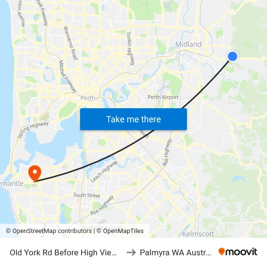 Old York Rd Before High View Rd to Palmyra WA Australia map