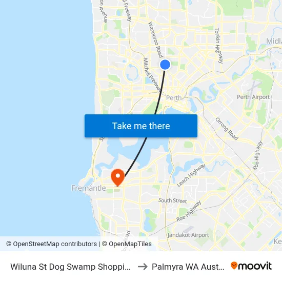 Wiluna St Dog Swamp Shopping Ctr to Palmyra WA Australia map