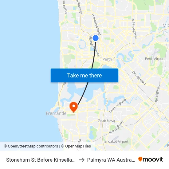 Stoneham St Before Kinsella St to Palmyra WA Australia map