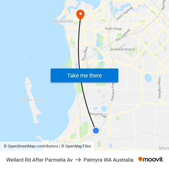 Wellard Rd After Parmelia Av to Palmyra WA Australia map