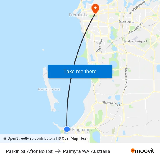 Parkin St After Bell St to Palmyra WA Australia map