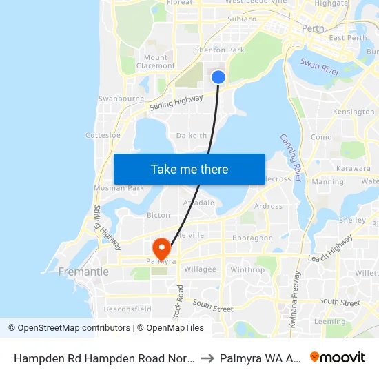 Hampden Rd Hampden Road North Cat Id 130 to Palmyra WA Australia map