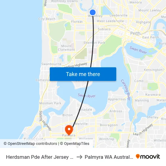 Herdsman Pde After Jersey St to Palmyra WA Australia map