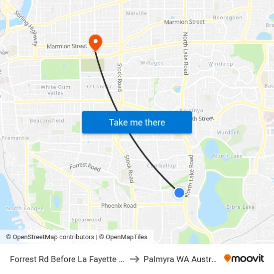Forrest Rd Before La Fayette Bvd to Palmyra WA Australia map