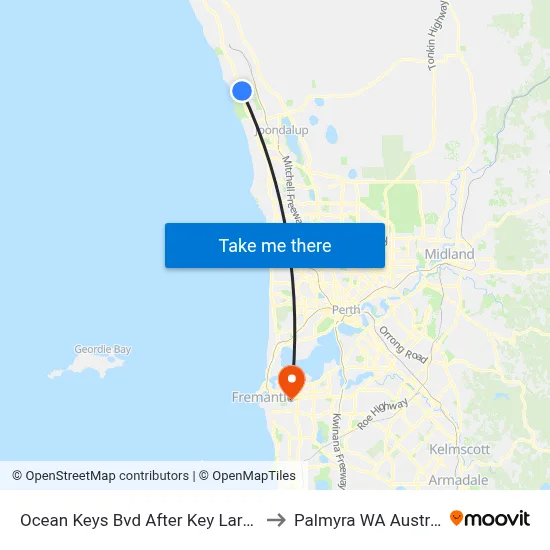 Ocean Keys Bvd After Key Largo Dr to Palmyra WA Australia map