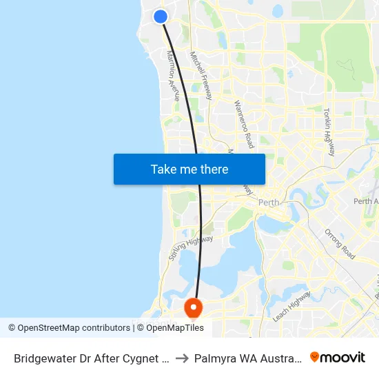 Bridgewater Dr After Cygnet St to Palmyra WA Australia map