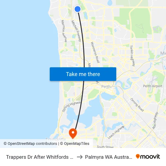 Trappers Dr After Whitfords Av to Palmyra WA Australia map