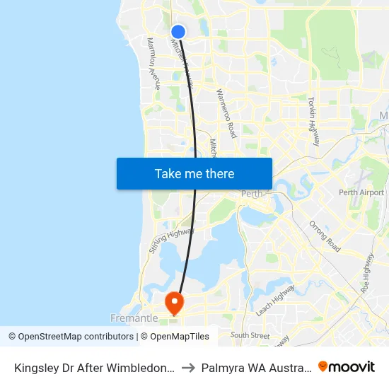 Kingsley Dr After Wimbledon Dr to Palmyra WA Australia map