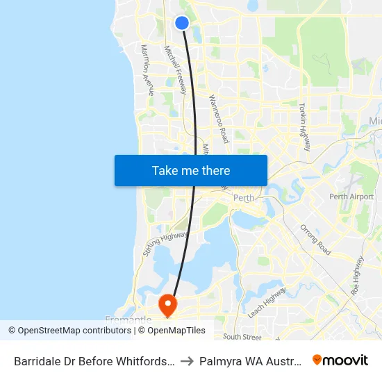 Barridale Dr Before Whitfords Av to Palmyra WA Australia map