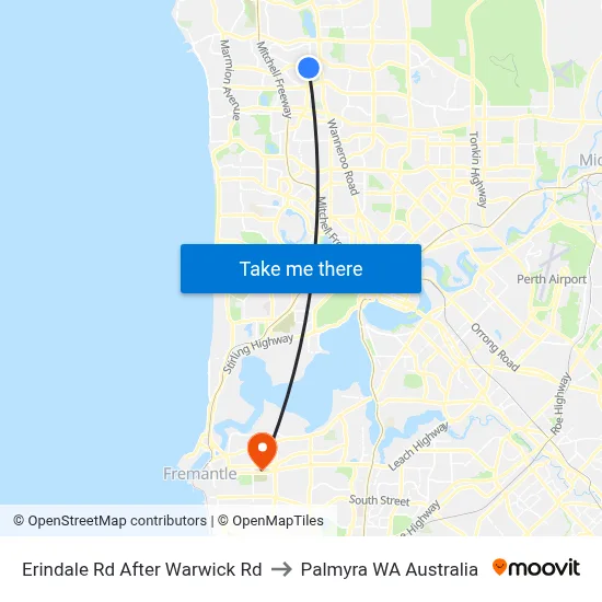 Erindale Rd After Warwick Rd to Palmyra WA Australia map