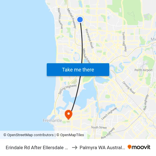 Erindale Rd After Ellersdale Av to Palmyra WA Australia map