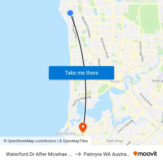 Waterford Dr After Mcwhae Rd to Palmyra WA Australia map