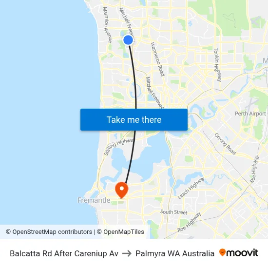 Balcatta Rd After Careniup Av to Palmyra WA Australia map