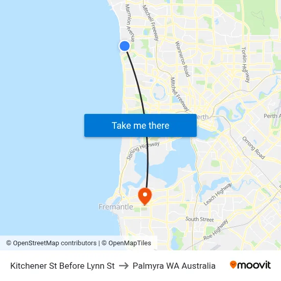 Kitchener St Before Lynn St to Palmyra WA Australia map