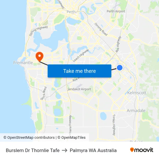Burslem Dr Thornlie Tafe to Palmyra WA Australia map