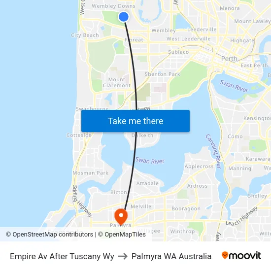 Empire Av After Tuscany Wy to Palmyra WA Australia map