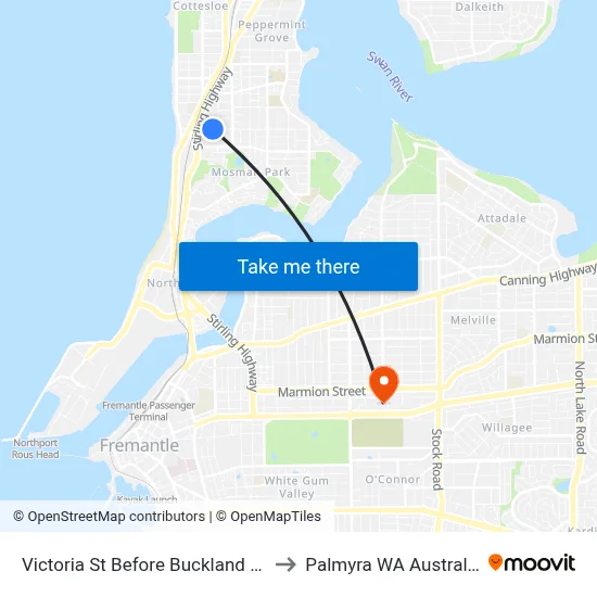 Victoria St Before Buckland Av to Palmyra WA Australia map