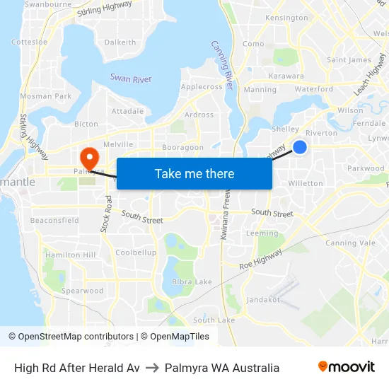 High Rd After Herald Av to Palmyra WA Australia map