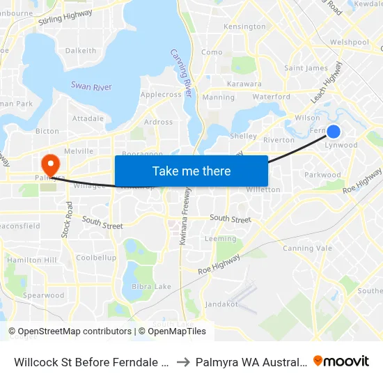 Willcock St Before Ferndale Cr to Palmyra WA Australia map
