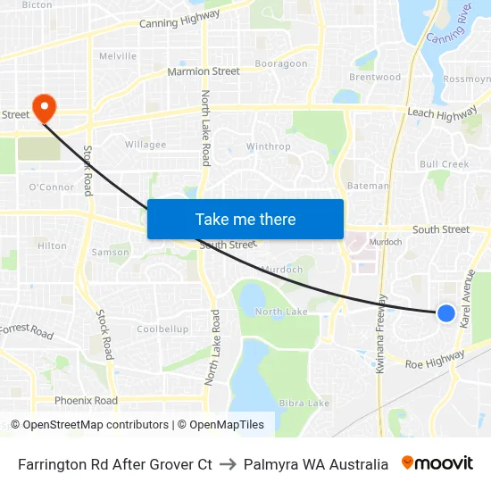Farrington Rd After Grover Ct to Palmyra WA Australia map