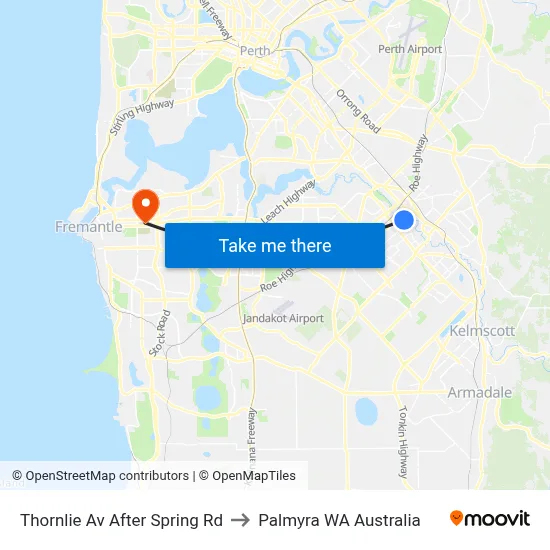 Thornlie Av After Spring Rd to Palmyra WA Australia map