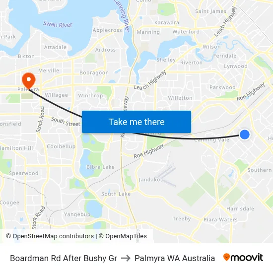 Boardman Rd After Bushy Gr to Palmyra WA Australia map