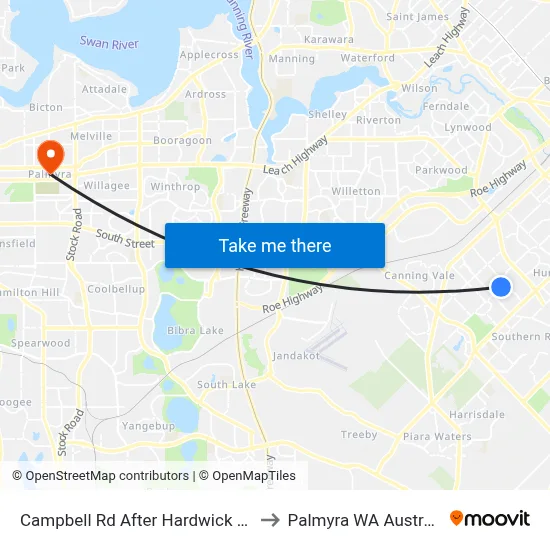 Campbell Rd After Hardwick Bvd to Palmyra WA Australia map