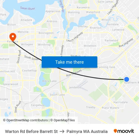 Warton Rd Before Barrett St to Palmyra WA Australia map