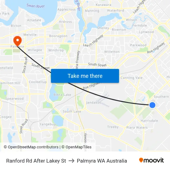 Ranford Rd After Lakey St to Palmyra WA Australia map