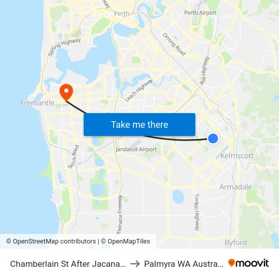 Chamberlain St After Jacana Pl to Palmyra WA Australia map