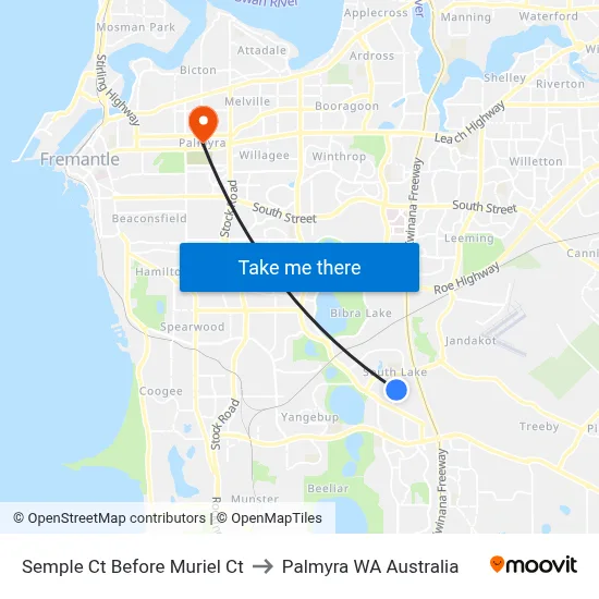 Semple Ct Before Muriel Ct to Palmyra WA Australia map
