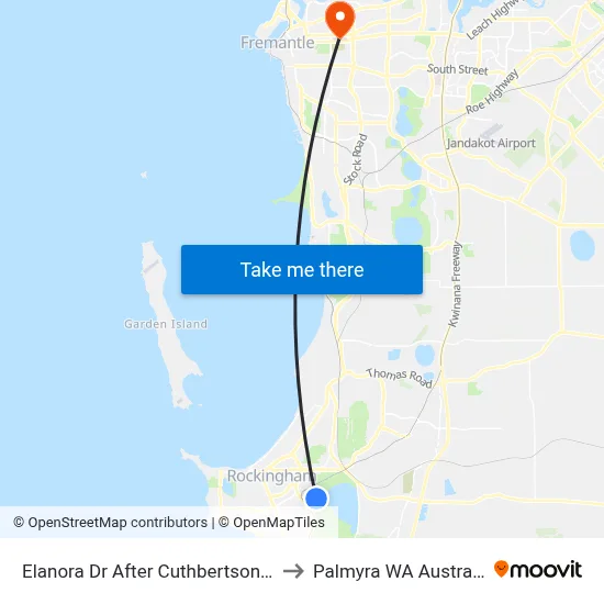 Elanora Dr After Cuthbertson Dr to Palmyra WA Australia map