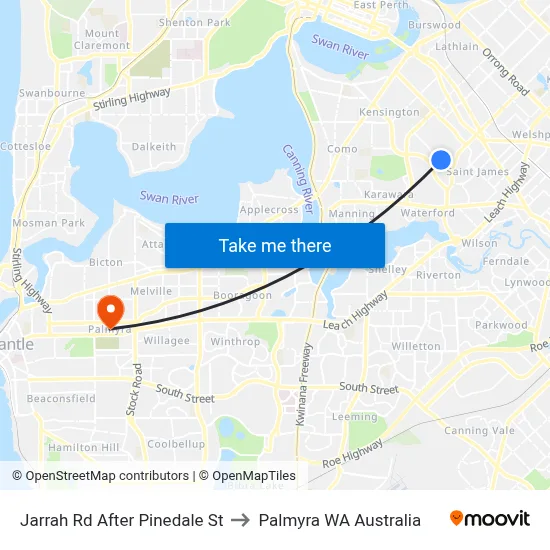 Jarrah Rd After Pinedale St to Palmyra WA Australia map