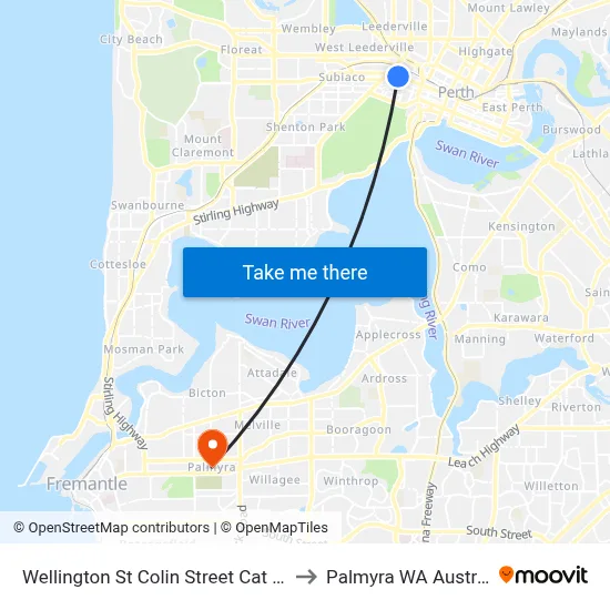Wellington St Colin Street Cat Id 62 to Palmyra WA Australia map