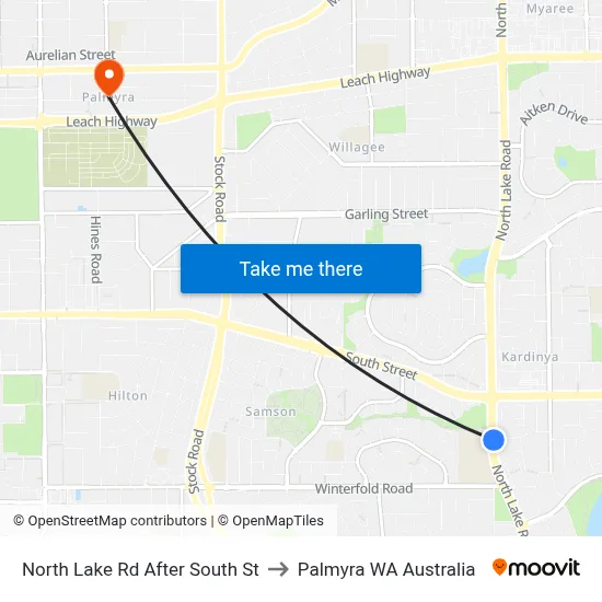 North Lake Rd After South St to Palmyra WA Australia map