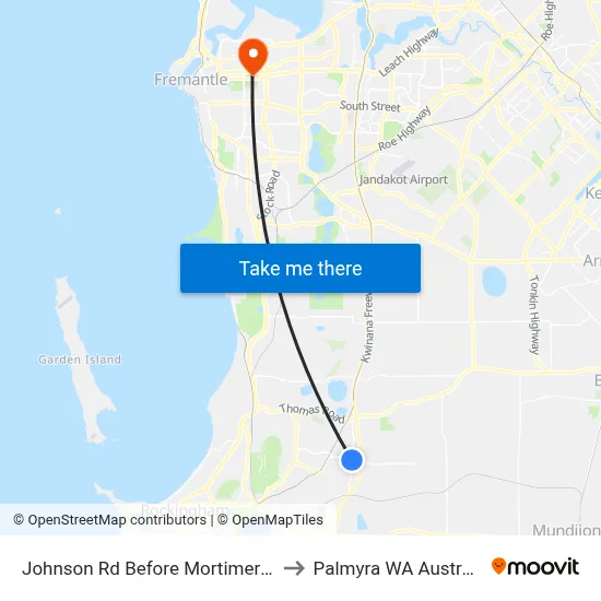 Johnson Rd Before Mortimer Rd to Palmyra WA Australia map